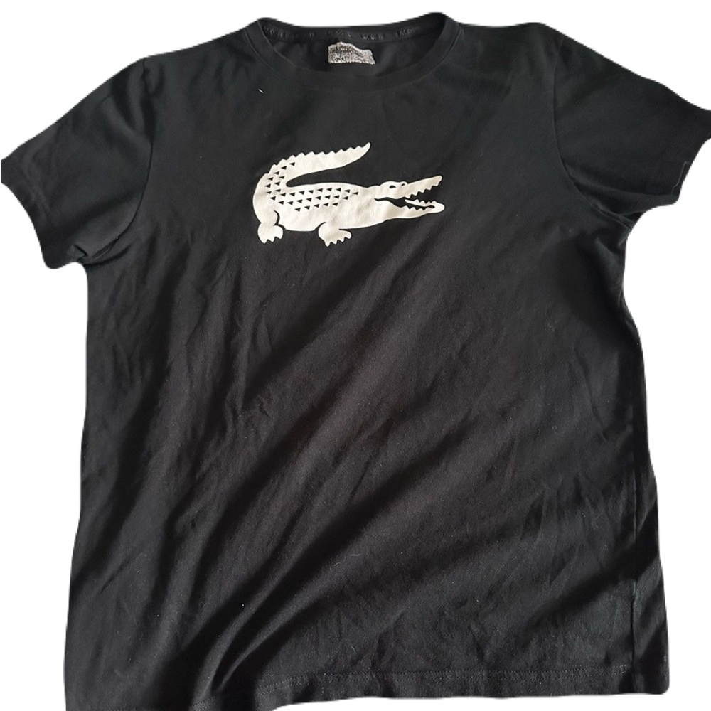 Lacoste Black T-Shirt with White Logo